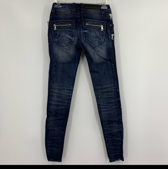 Rock Revival NWT Moto Style Cladelle Skinny Stretch Blue Jeans, Size 24 - Picture 4 of 4